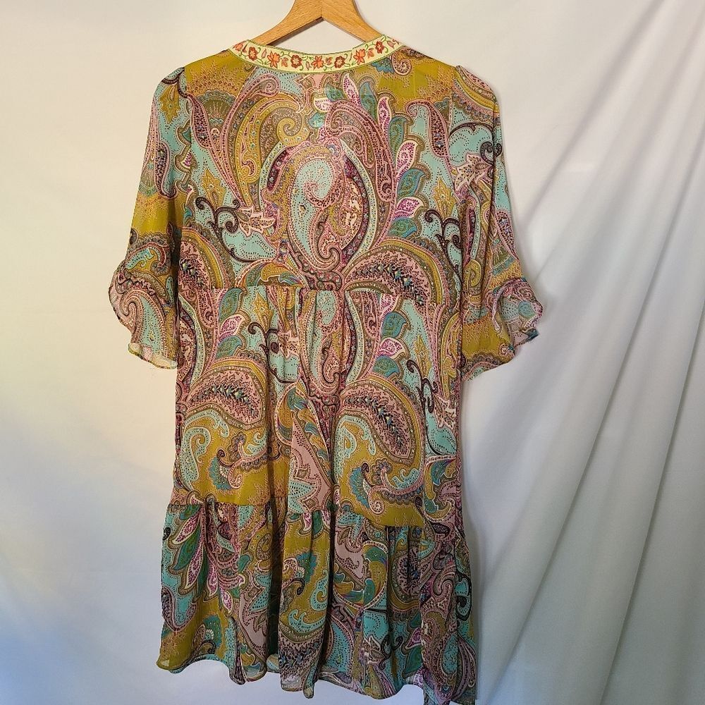 Tracy Porter Sheer Drop Waist Boho Paisley Dress sz 6-8 - Picture 2 of 4